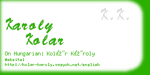 karoly kolar business card
